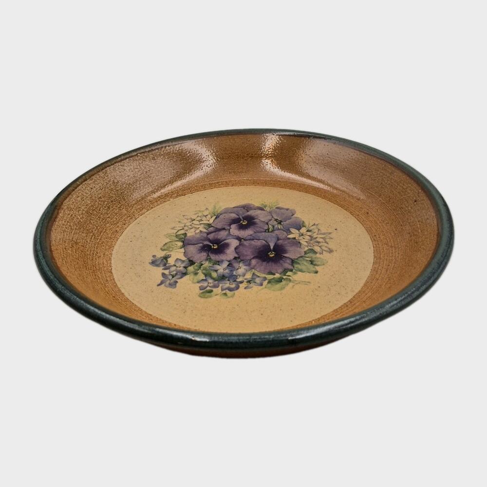 Vintage Monroe Salt Works Ceramic Pie Plate Violets 10.5x2